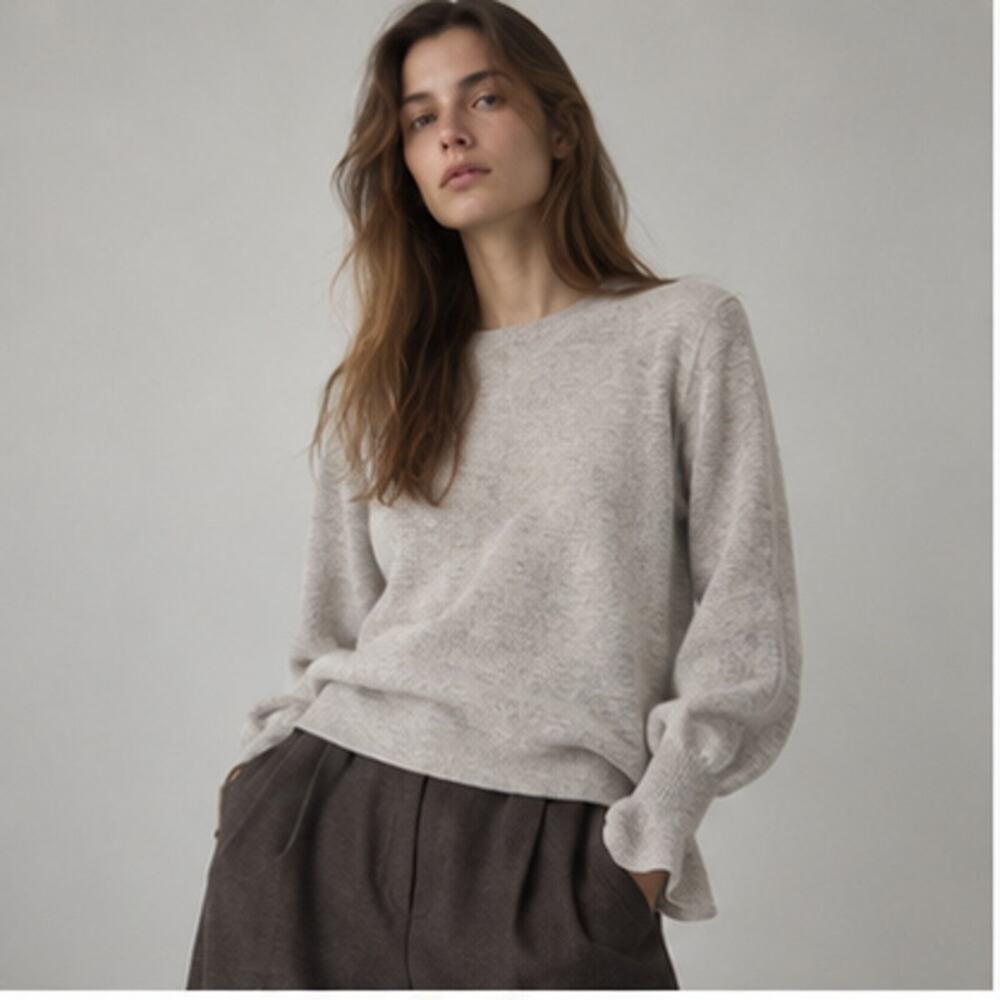 Generation Love Cashmere Sweater XS Gray Knit Crewneck Long Sleeve